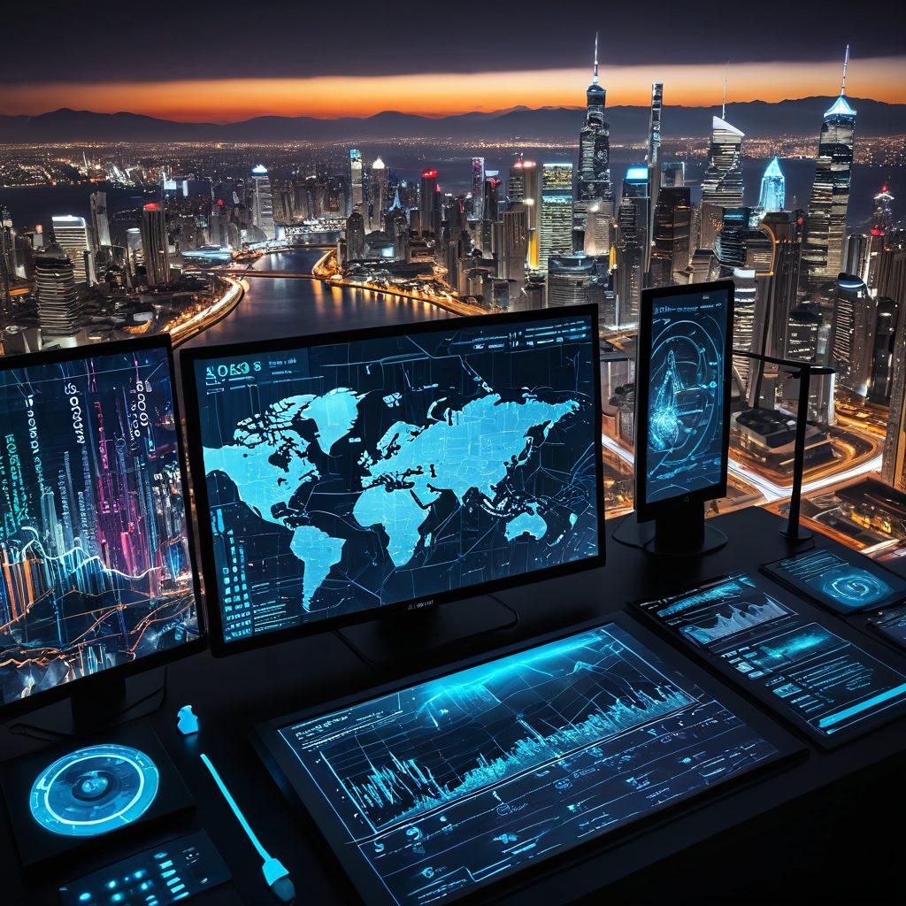 A visually captivating digital landscape featuring a vibrant dashboard displaying internet speed metrics and quality assessment graphs. Include a mysterious key unlocking a glowing web of data connections, symbolizing the secrets of internet performance. In the background, a blurred city skyline with circuit board patterns to convey technology. Add a feeling of exploration and discovery. cyberpunk. vibrant colors. 3D.
