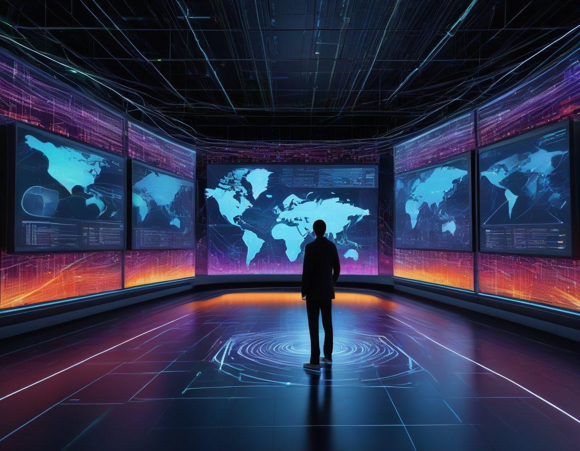 A dynamic digital landscape showcasing various network performance metrics with speed test icons and connection reliability graphs intertwined. Include a central figure analyzing data with futuristic screens displaying vibrant, real-time statistics against a backdrop of abstract data flow patterns. The atmosphere should convey both technology and clarity, with bright, engaging colors emphasizing connectivity. super-realistic. vibrant colors. 3D.